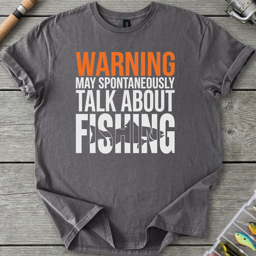 Spontaneously Talk About Fishing T-Shirt — Charcoal | River Giants Club