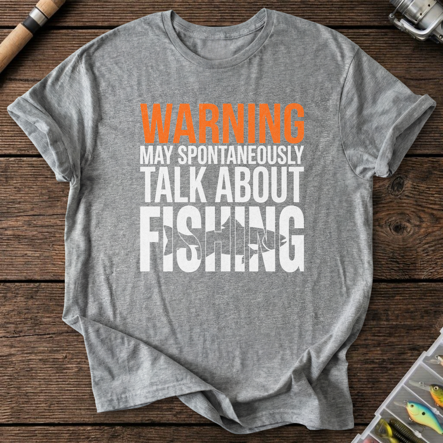 Spontaneously Talk About Fishing T-Shirt — Graphite Heather | River Giants Club