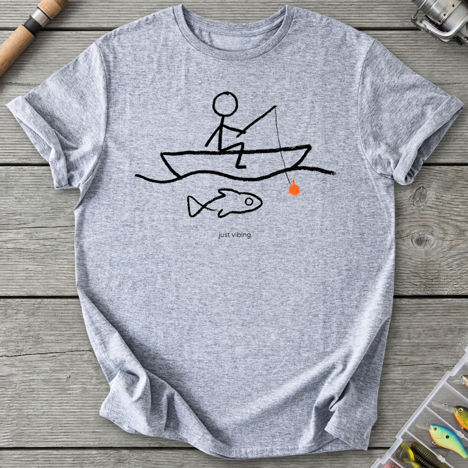 Just Vibing Fishing T-Shirt — Sport Grey | River Giants Club