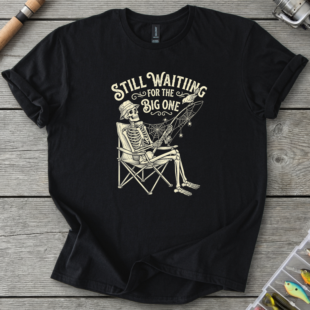 Still Waiting For The Big One T-Shirt — Black | River Giants Club