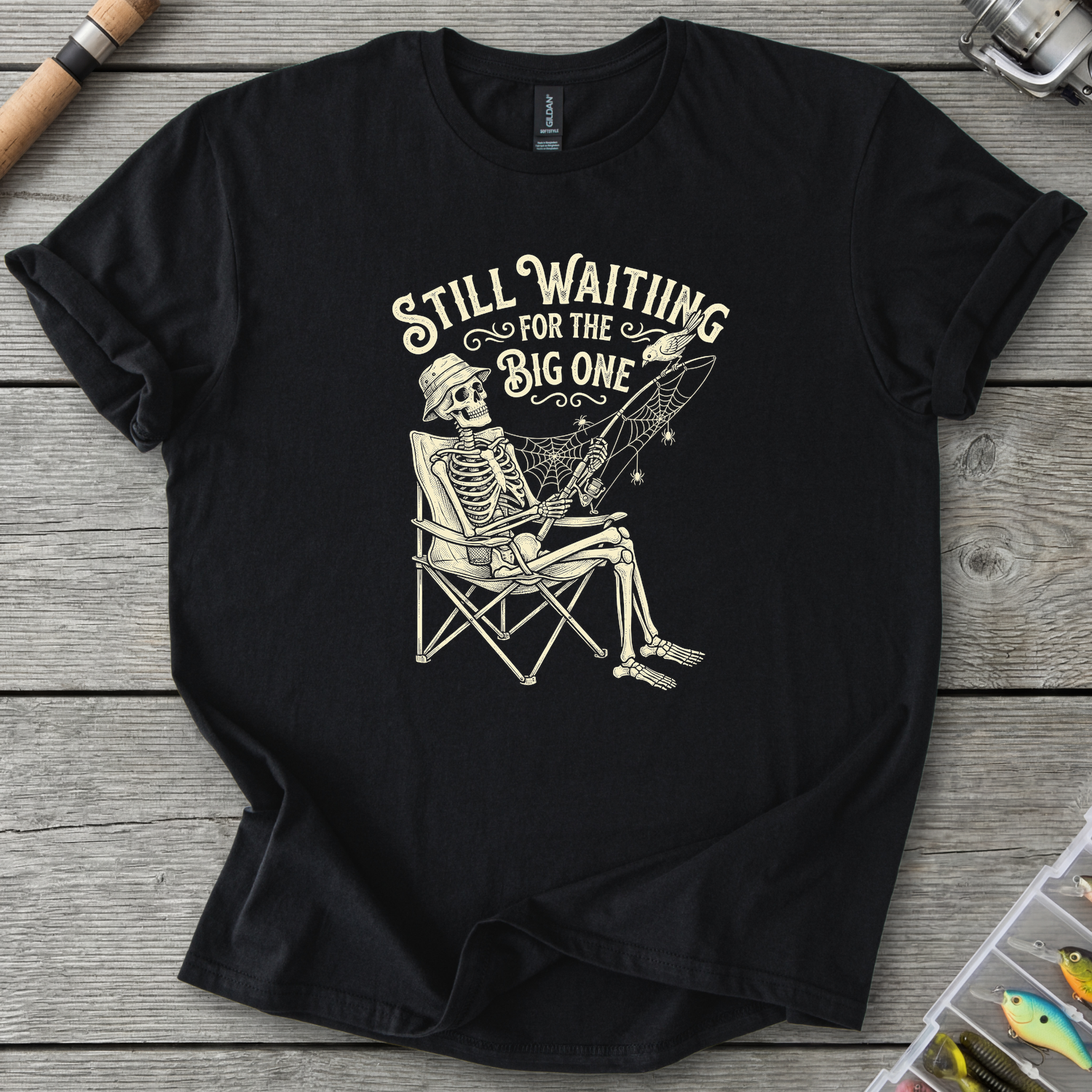 Still Waiting For The Big One T-Shirt — Black | River Giants Club