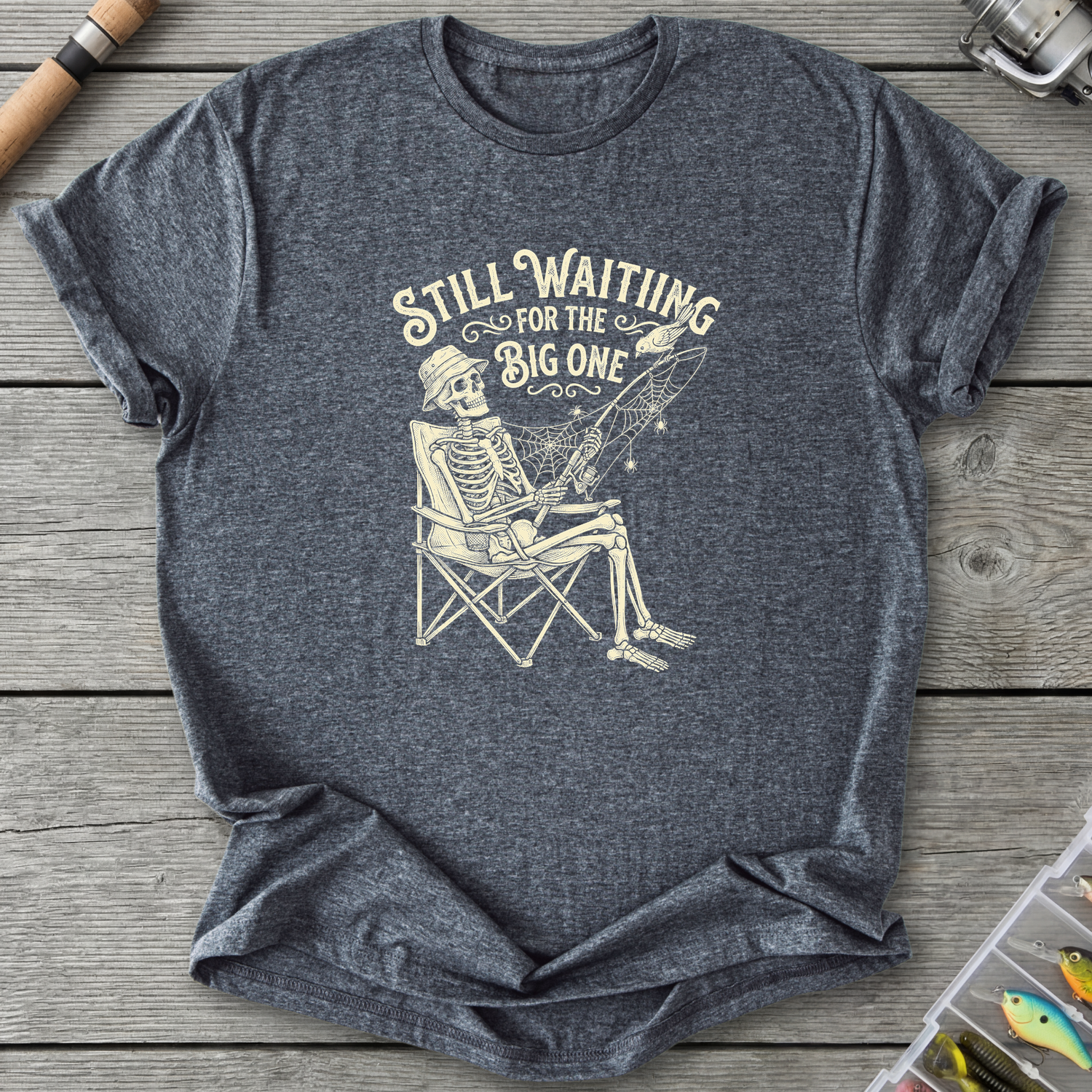 Still Waiting For The Big One T-Shirt — Dark Heather | River Giants Club