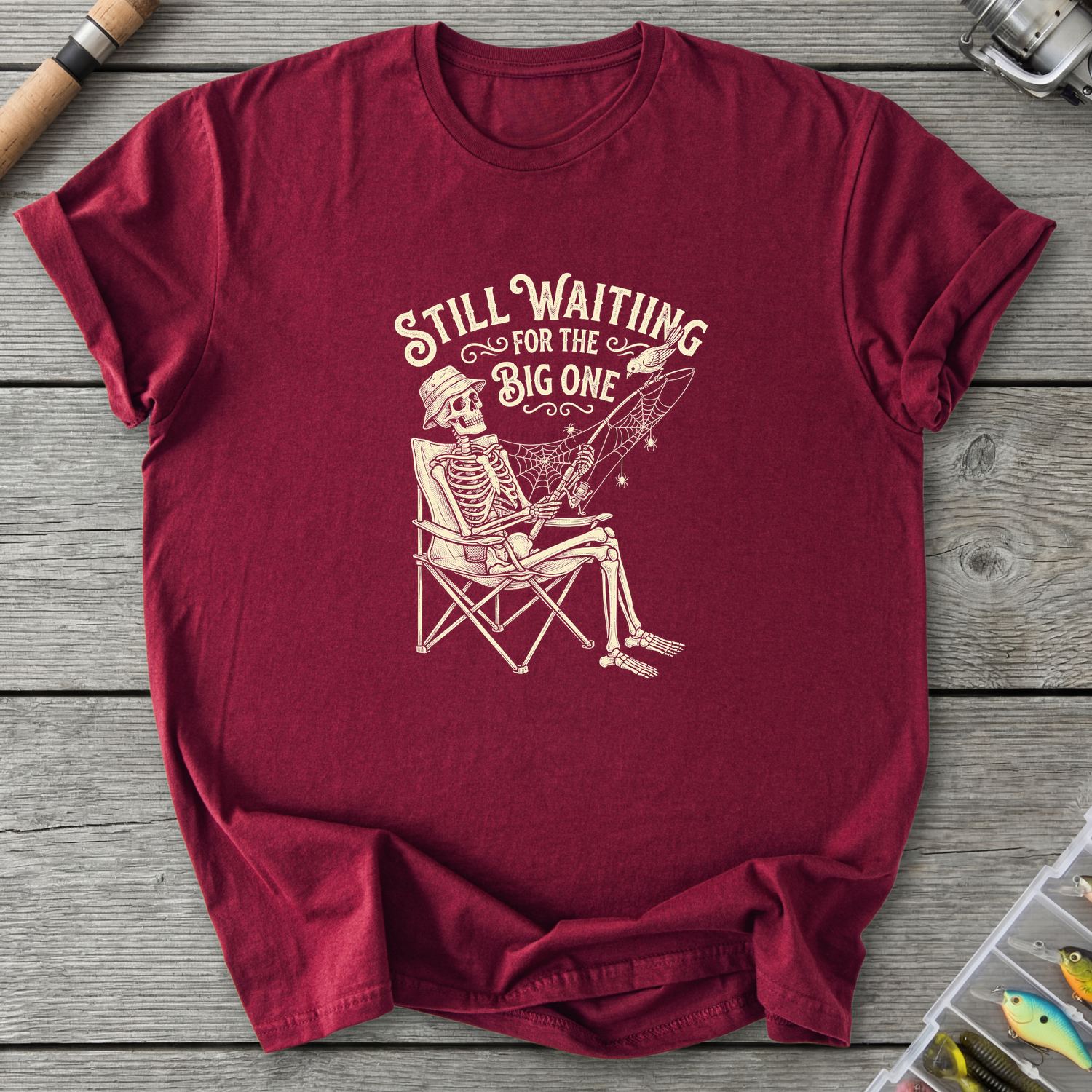 Still Waiting For The Big One T-Shirt — Maroon | River Giants Club