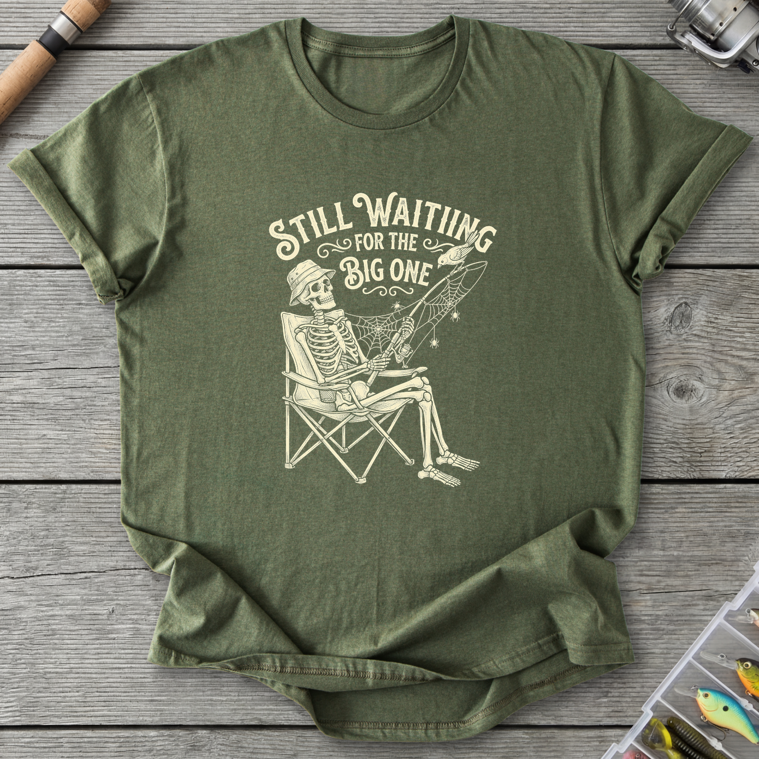 Still Waiting For The Big One T-Shirt — Military Green | River Giants Club