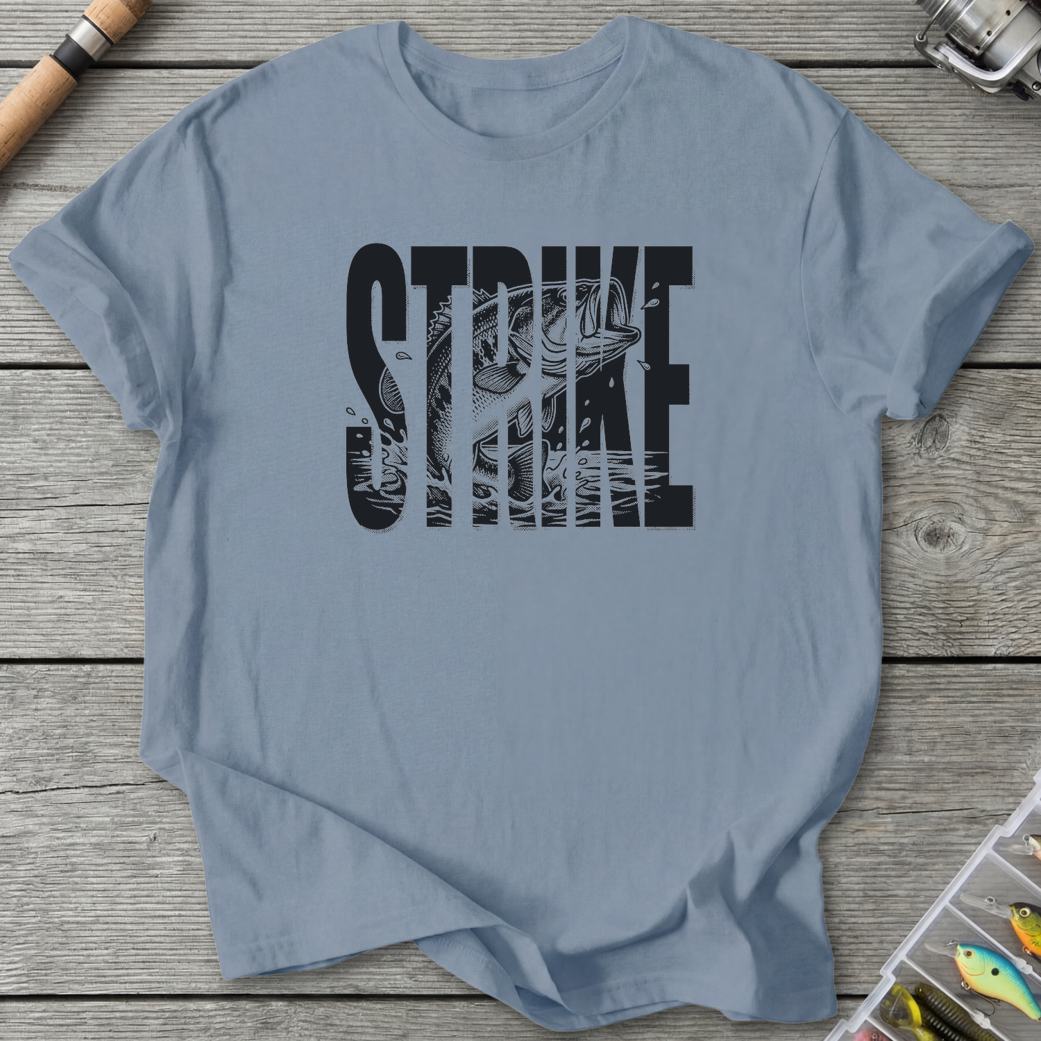 Strike Fishing T-Shirt — Stone Blue | River Giants Club