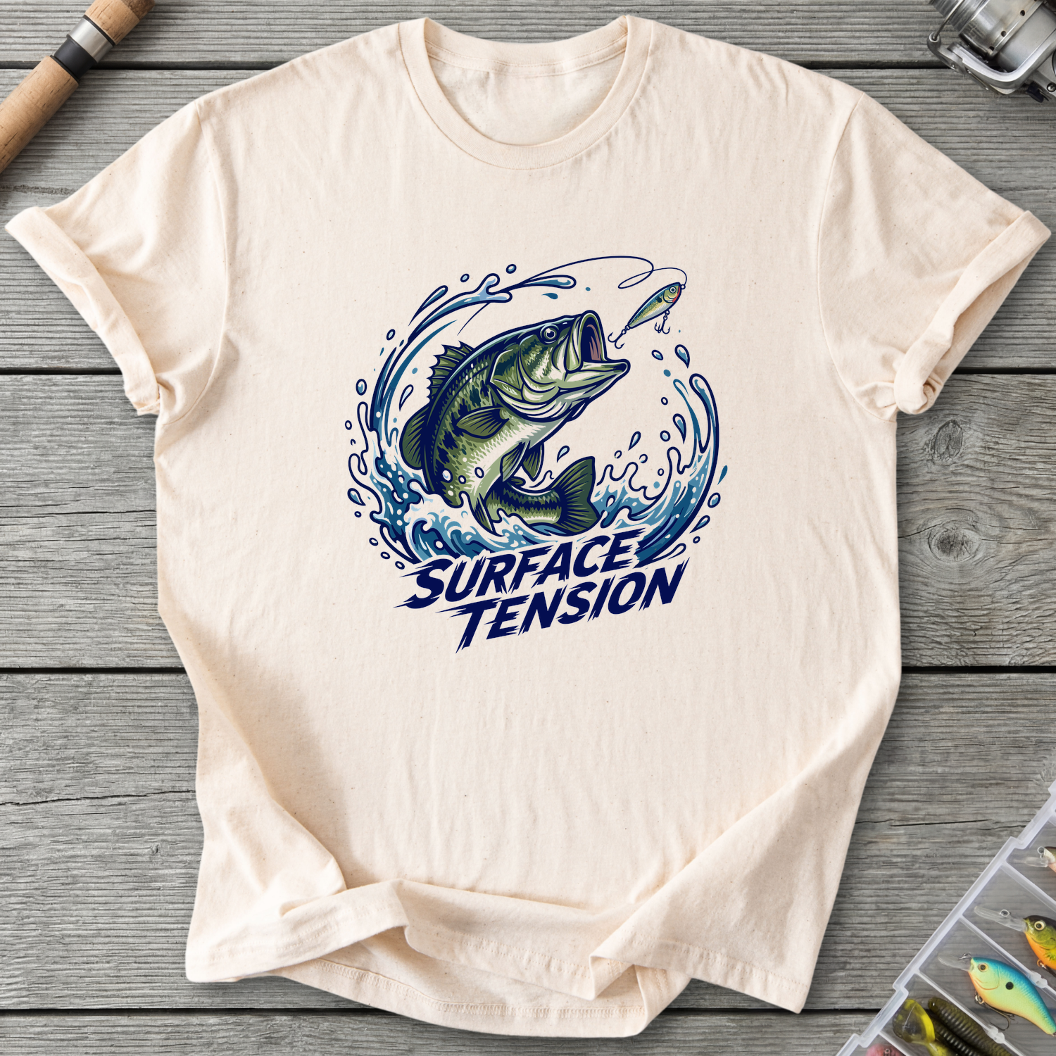 Surface Tension Fishing T-Shirt — Natural | River Giants Club