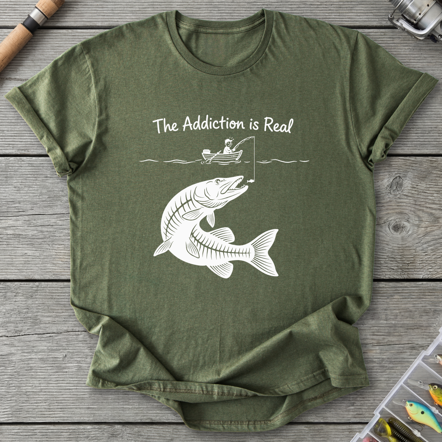 The Addiction Is Real T-Shirt — Military Green | River Giants Club