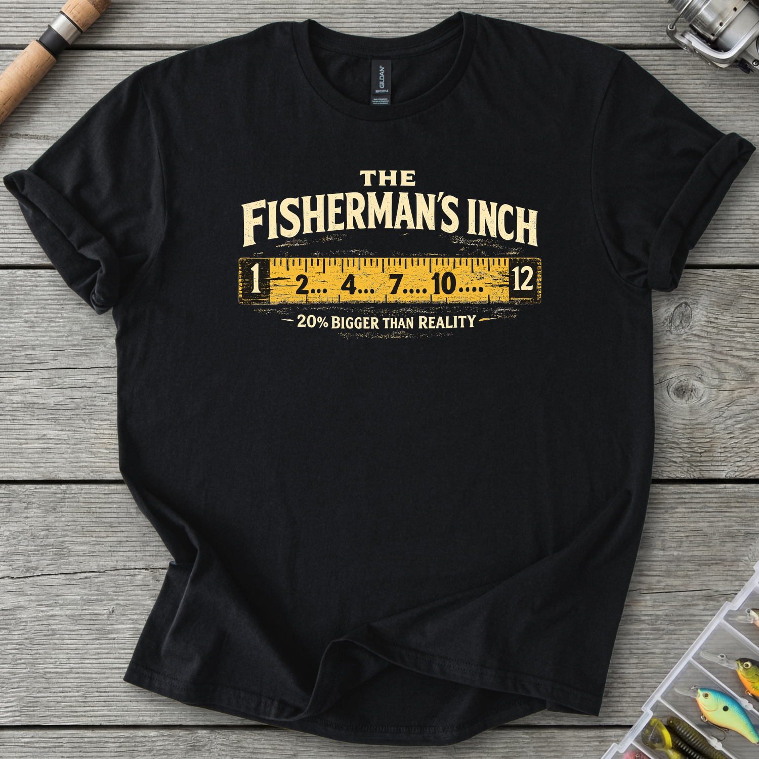 The Fisherman's Inch T-Shirt — Black | River Giants Club