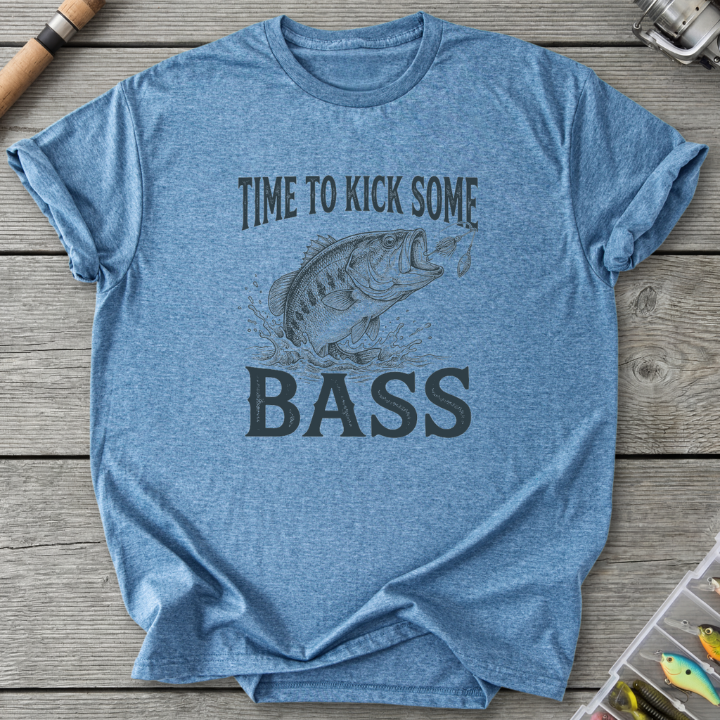Time To Kick Some Bass T-Shirt — Heather Indigo | River Giants Club