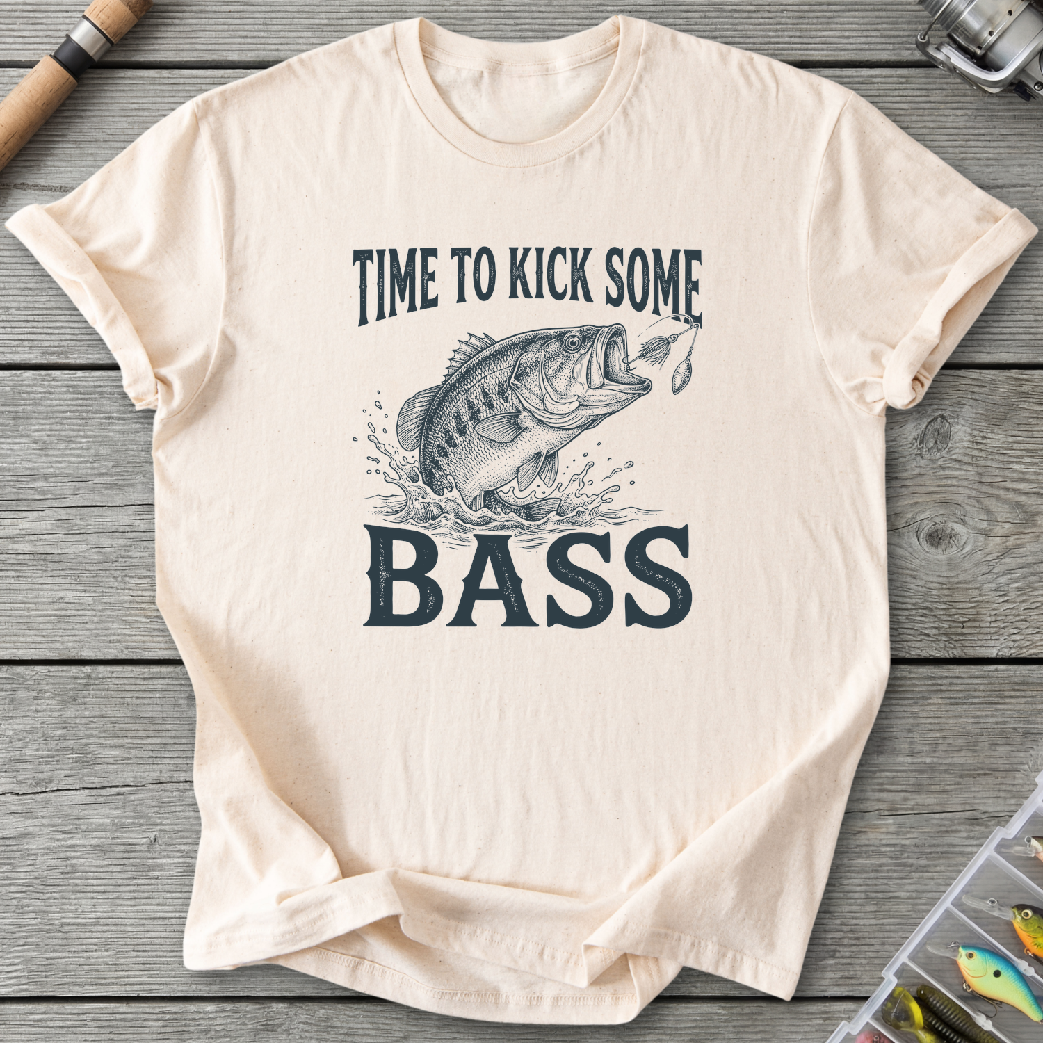 Time To Kick Some Bass T-Shirt — Natural | River Giants Club