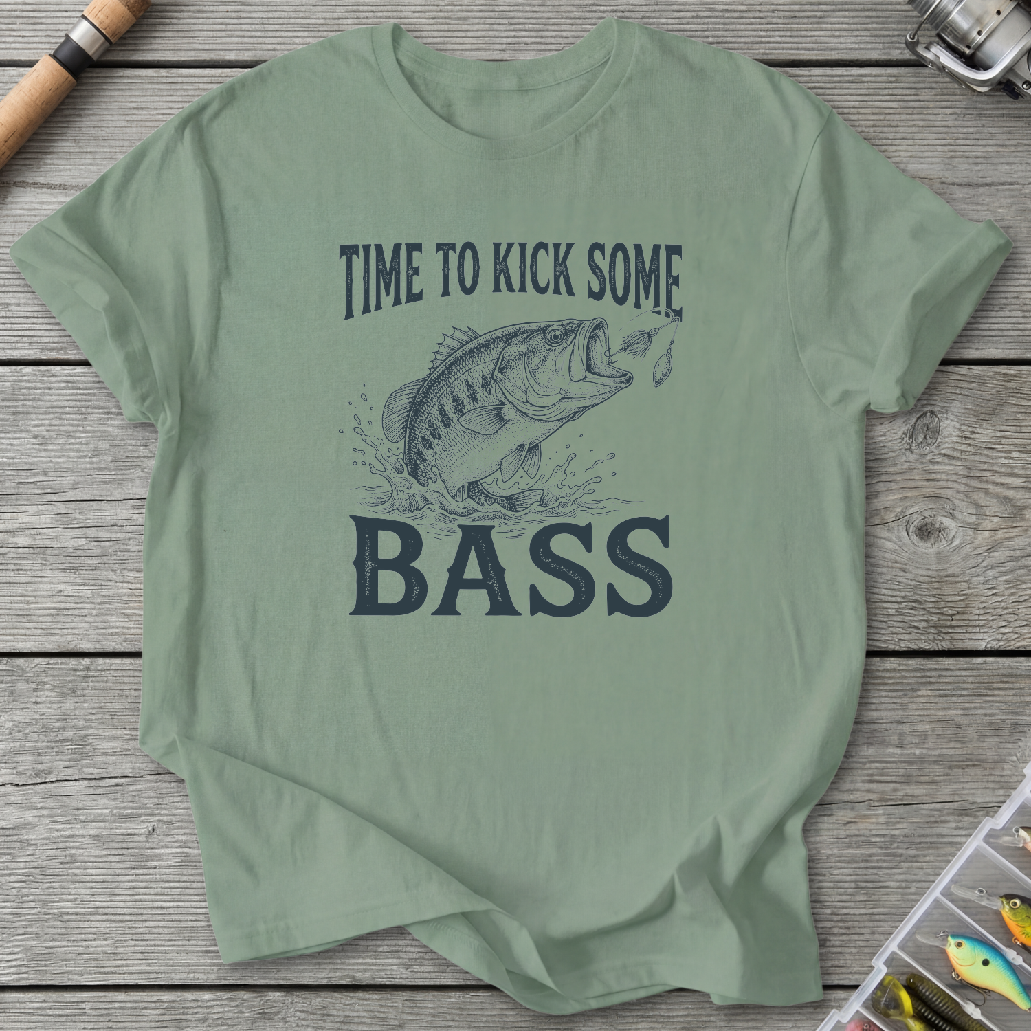 Time To Kick Some Bass T-Shirt — Sage | River Giants Club