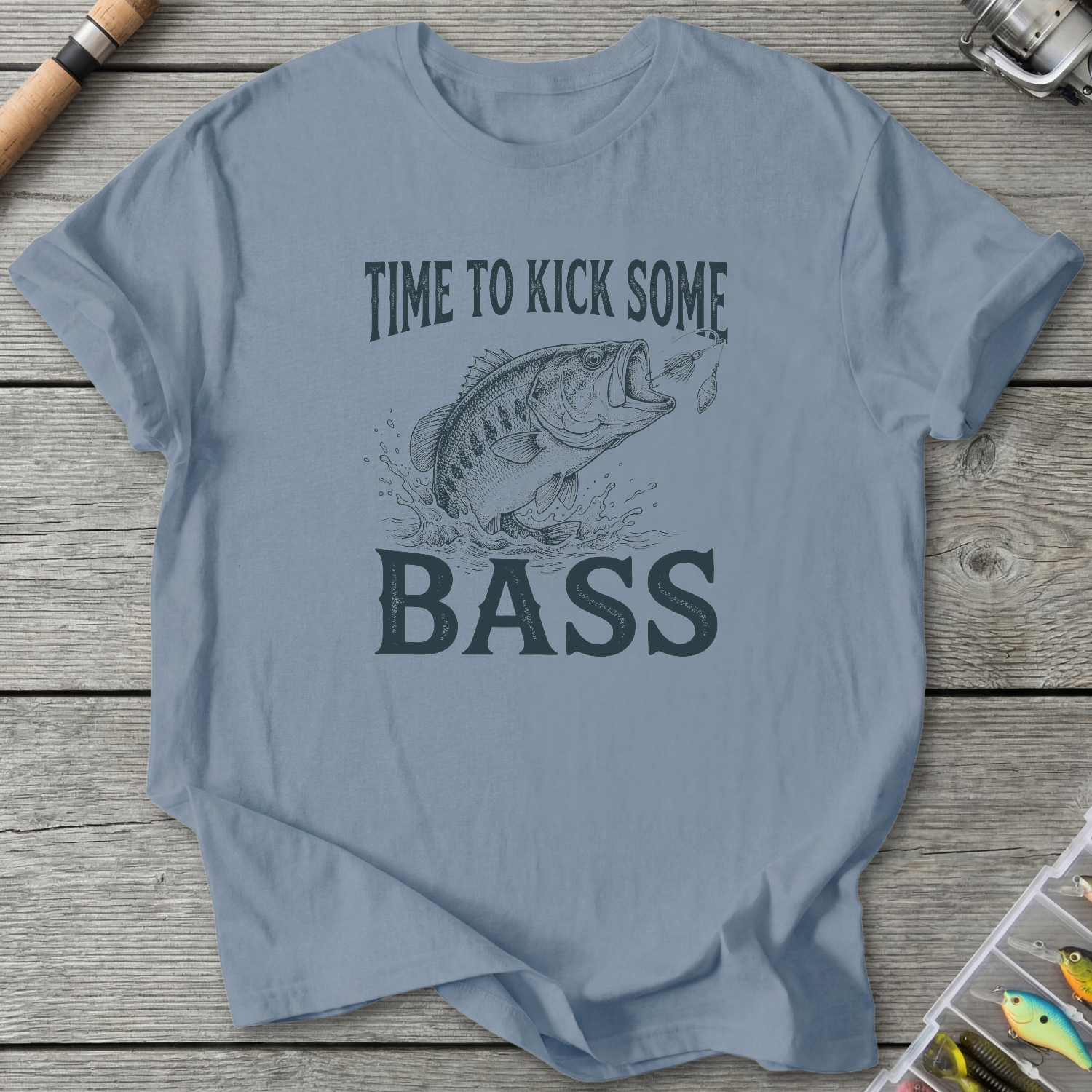 Time To Kick Some Bass T-Shirt — Stone Blue | River Giants Club