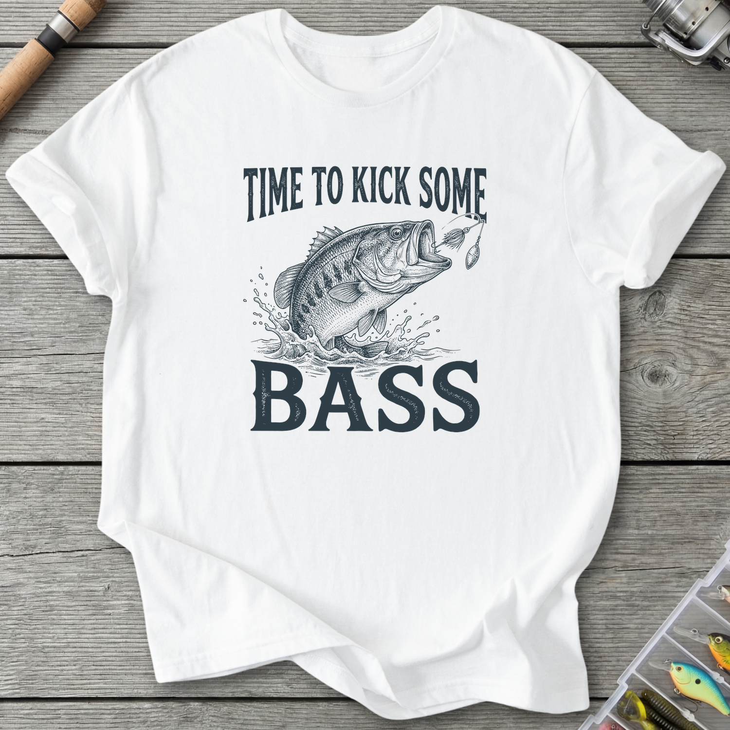Time To Kick Some Bass T-Shirt — White | River Giants Club