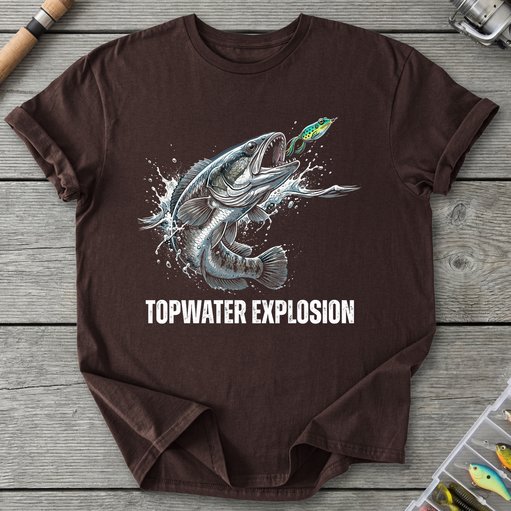 Topwater Explosion Snakehead T-Shirt — Dark Chocolate | River Giants Club