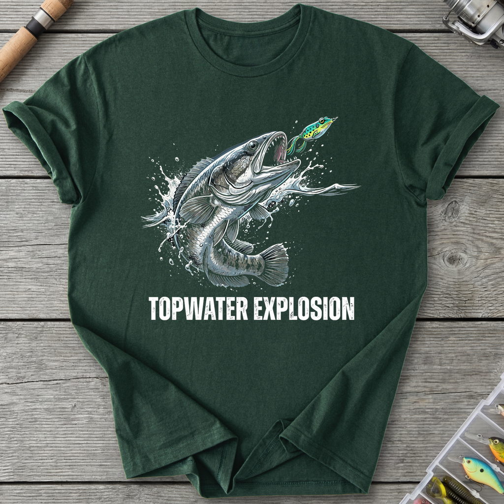 Topwater Explosion Snakehead T-Shirt — Forest Green | River Giants Club