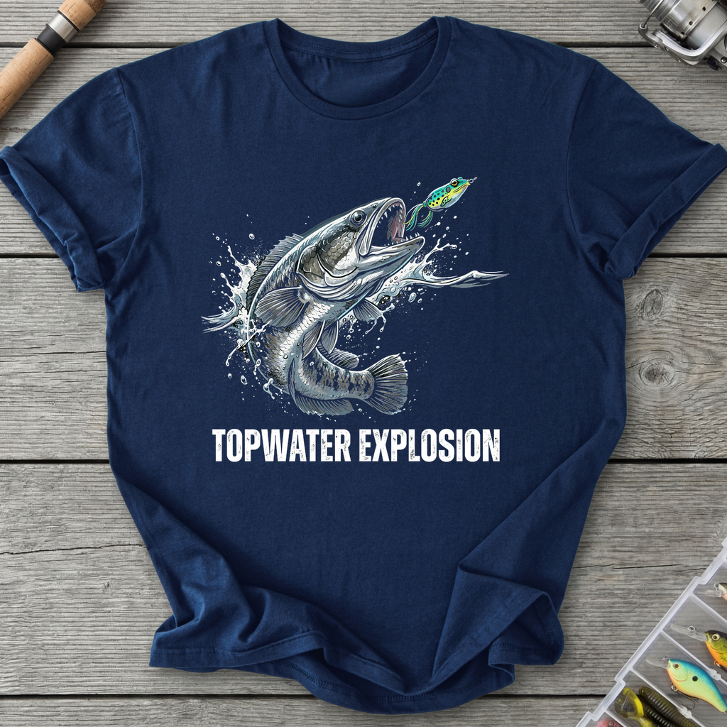 Topwater Explosion Snakehead T-Shirt — Navy | River Giants Club