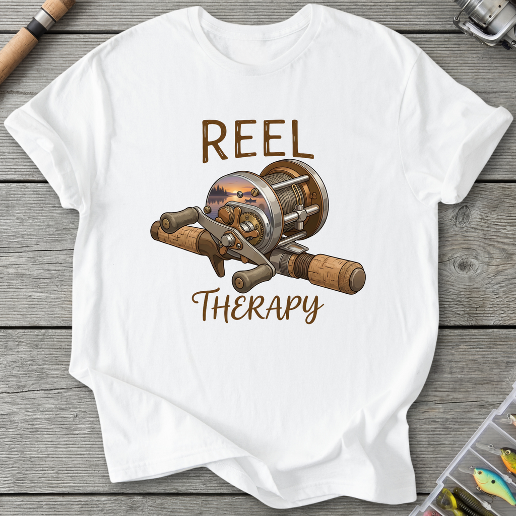 Vintage Reel Therapy T-Shirt — White | River Giants Club