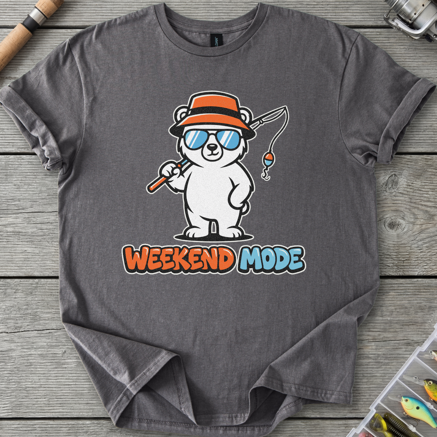 Weekend Mode Bear T-Shirt — Charcoal | River Giants Club