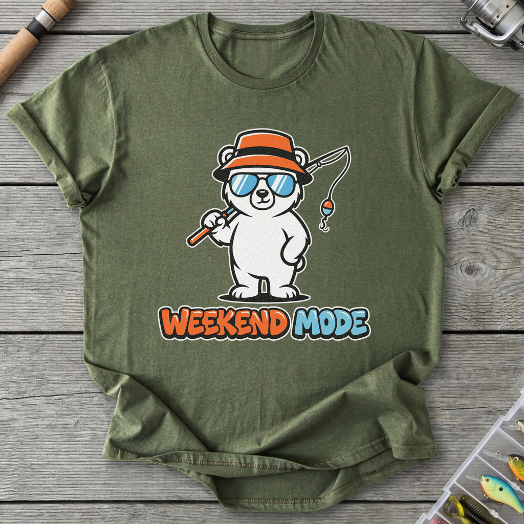 Weekend Mode Bear T-Shirt — Military Green | River Giants Club