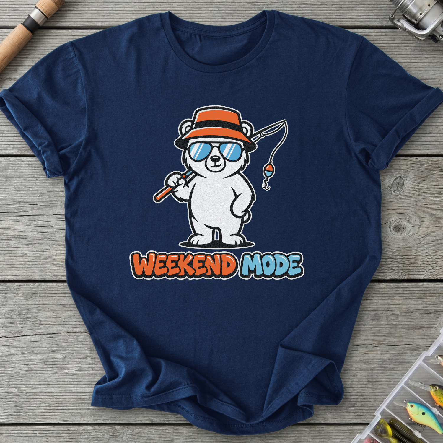Weekend Mode Bear T-Shirt — Navy | River Giants Club