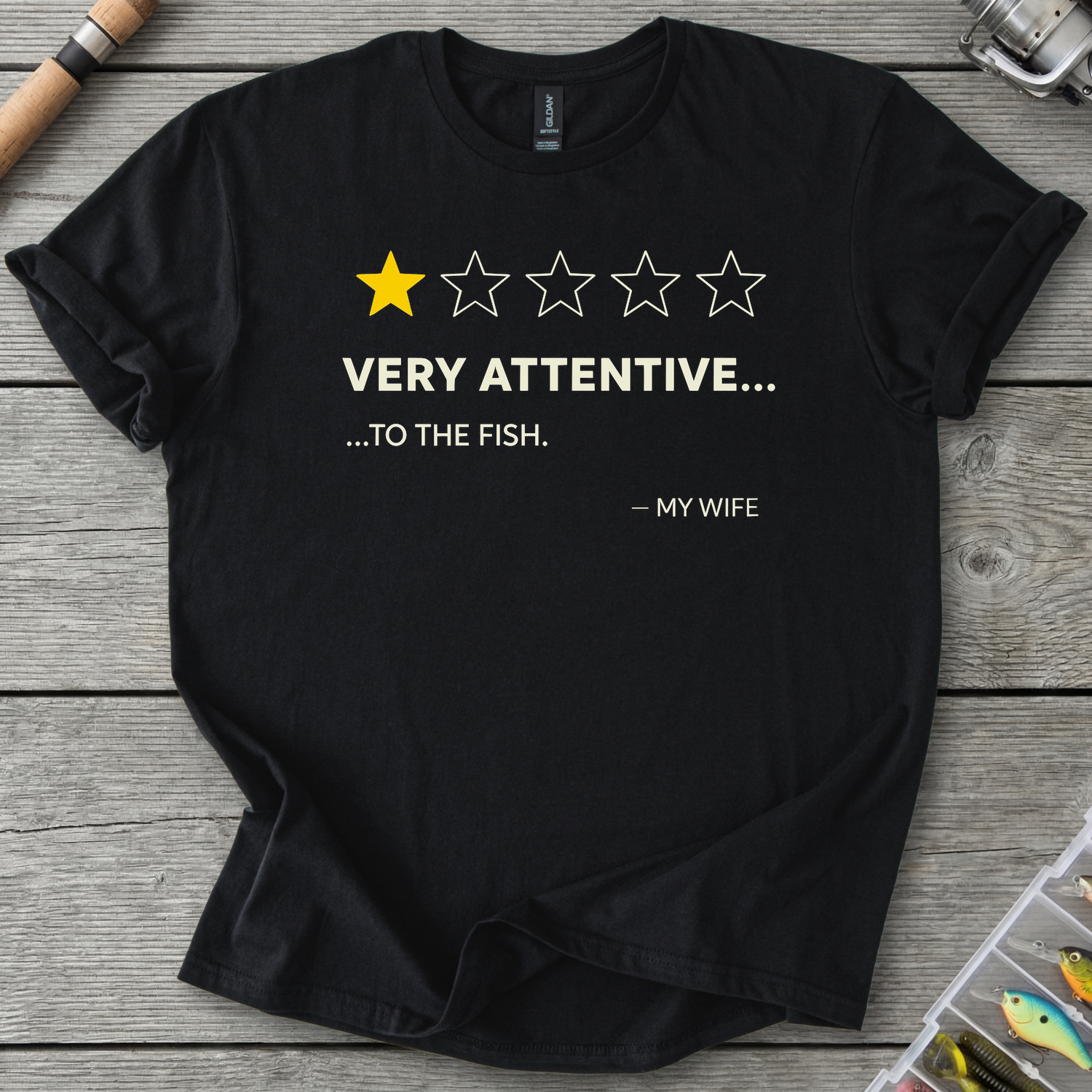 Wife One Star Review T-Shirt — Black | River Giants Club
