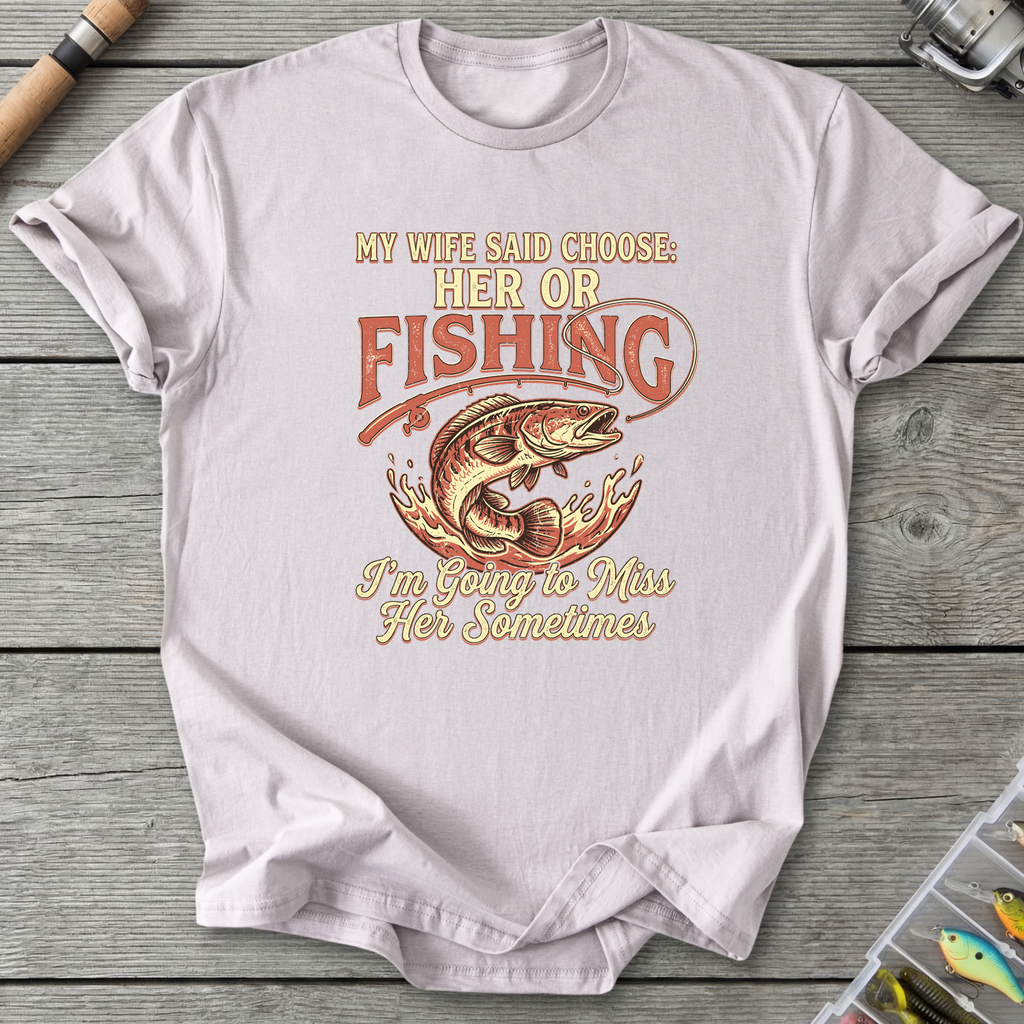 Wife or Fishing T-Shirt — Ice Grey | River Giants Club