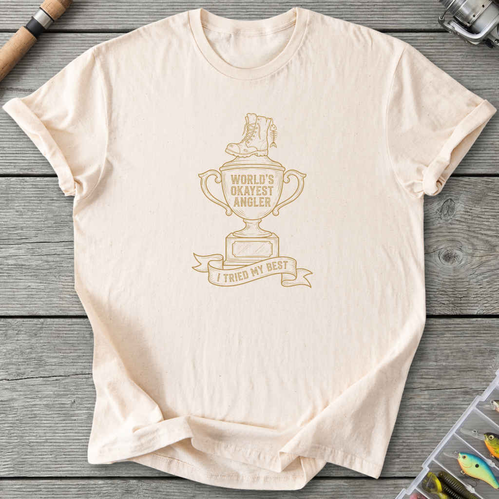 World's Okayest Angler T-Shirt — Natural | River Giants Club
