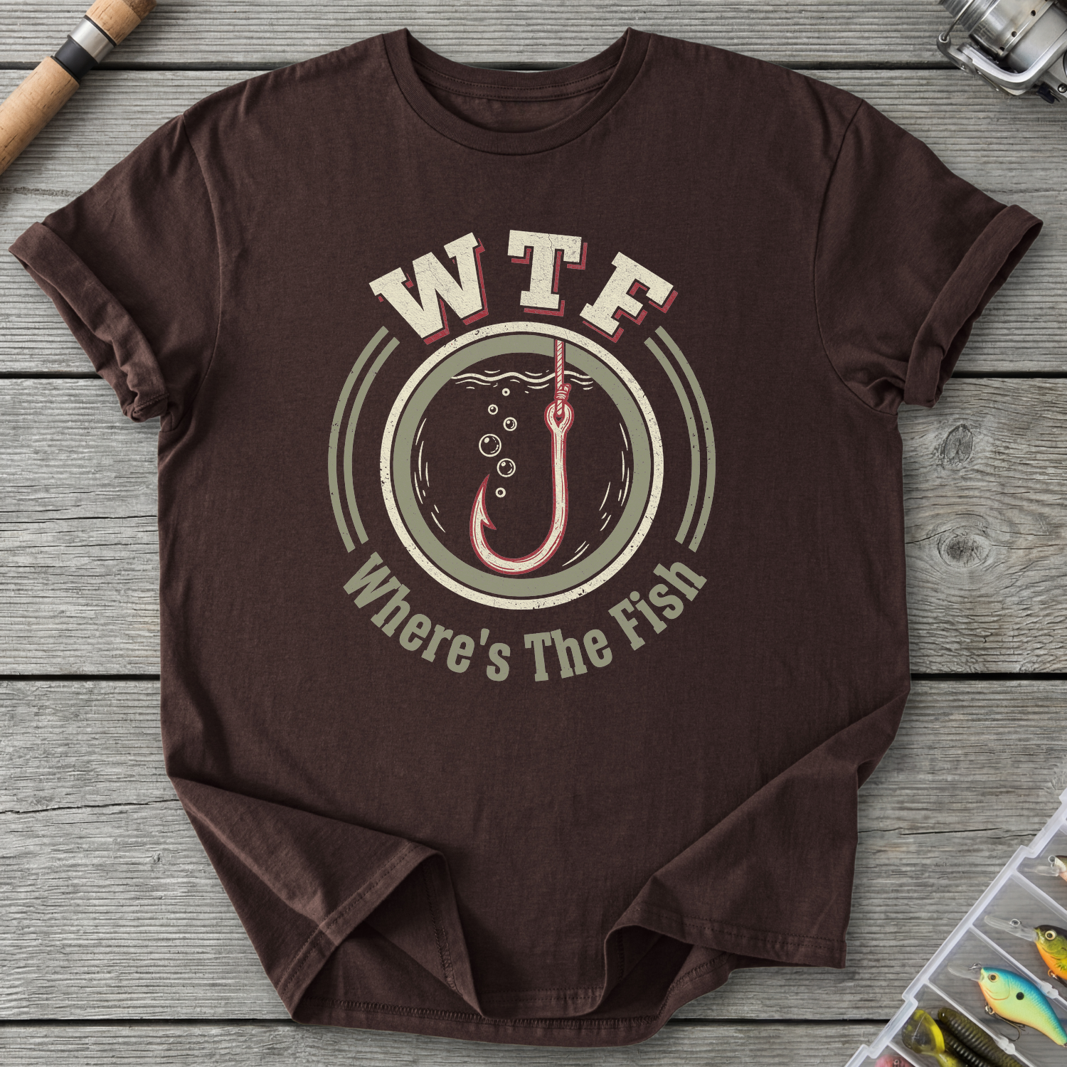 WTF Where’s The Fish T-Shirt — Dark Chocolate | River Giants Club
