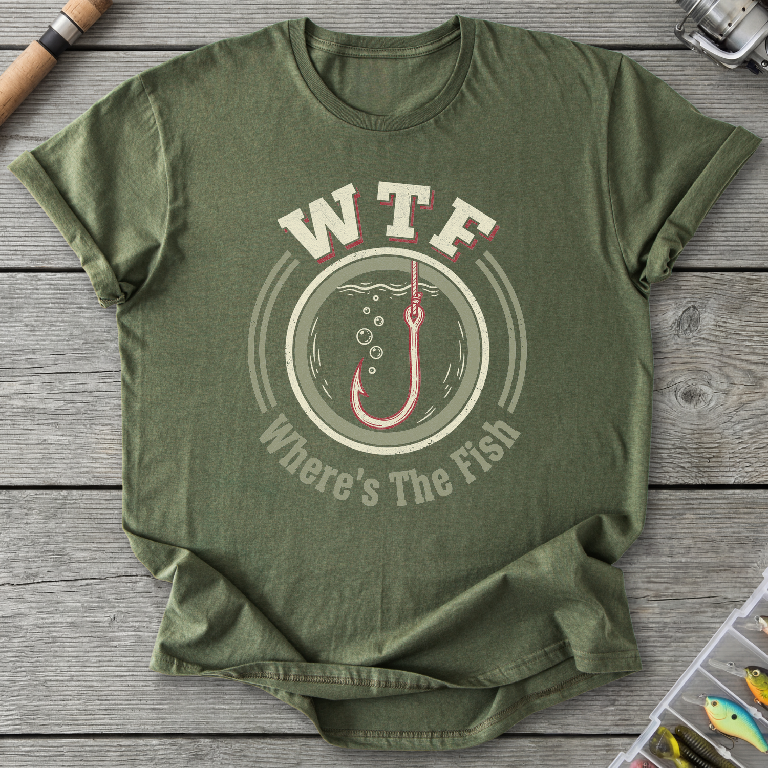 WTF Where’s The Fish T-Shirt — Military Green | River Giants Club