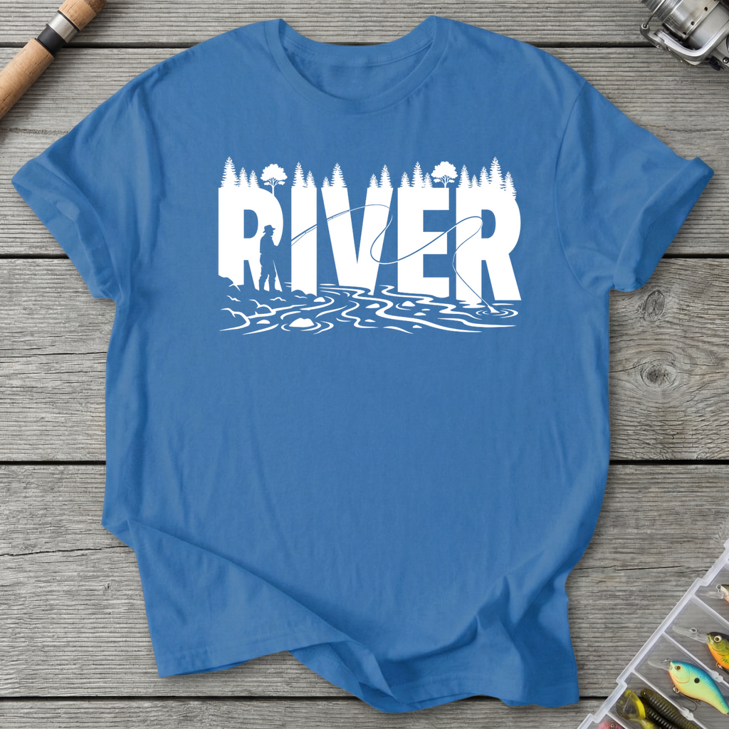 River Fishing Silhouette T-Shirt in Iris | River Giants Club