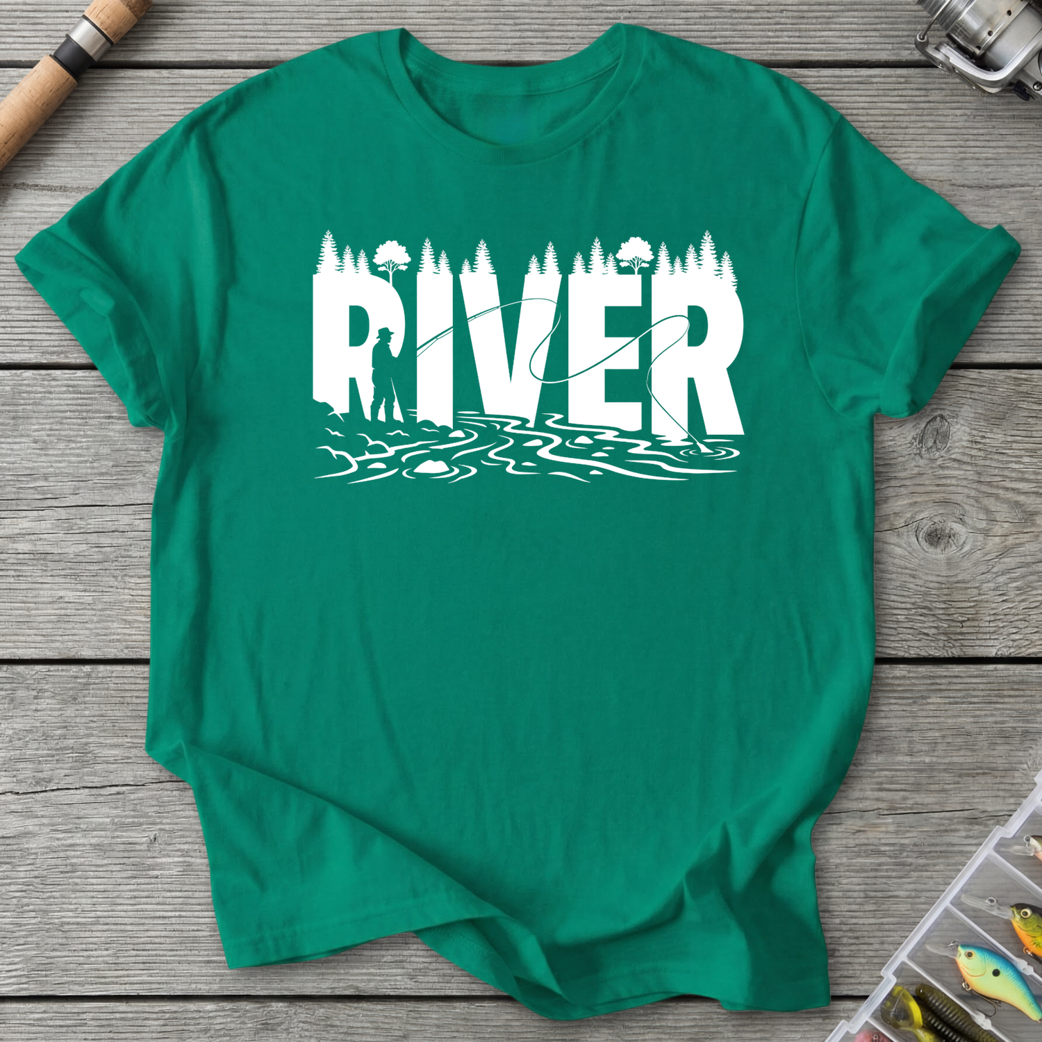 River Fishing Silhouette T-Shirt in Kelly Green | River Giants Club