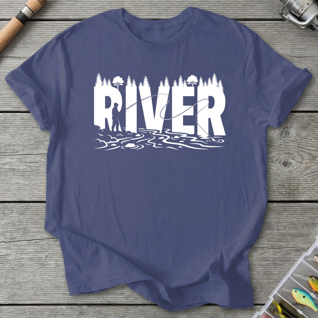 River Fishing Silhouette T-Shirt in Metro Blue | River Giants Club