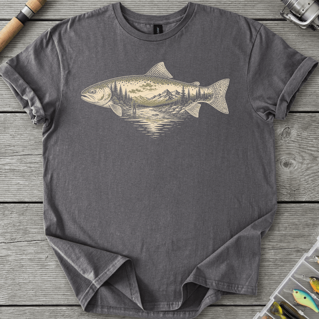 River Trout Fishing T-Shirt in Charcoal | River Giants Club