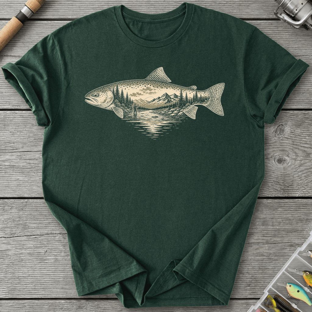 River Trout Fishing T-Shirt in Forest Green | River Giants Club