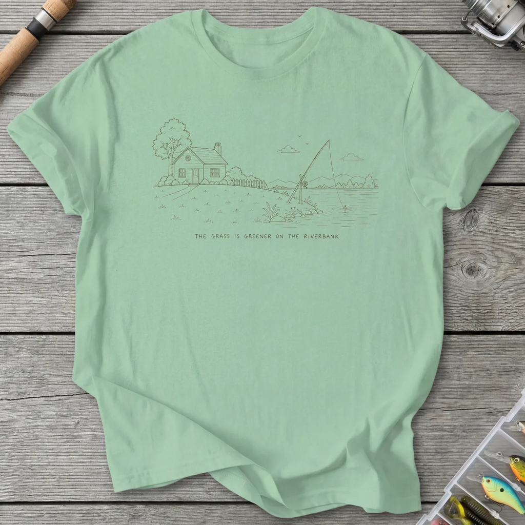 Riverbank Fishing T-Shirt in Mint Green | River Giants Club