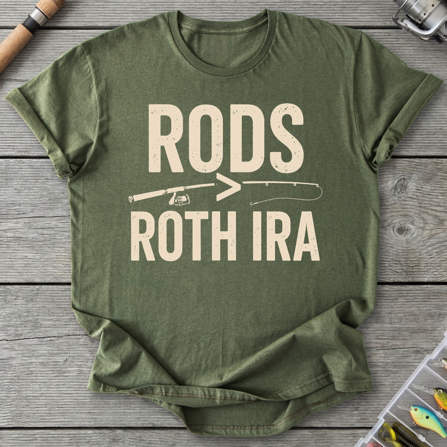 Rods More Than Roth IRA T-Shirt in Military Green | River Giants Club
