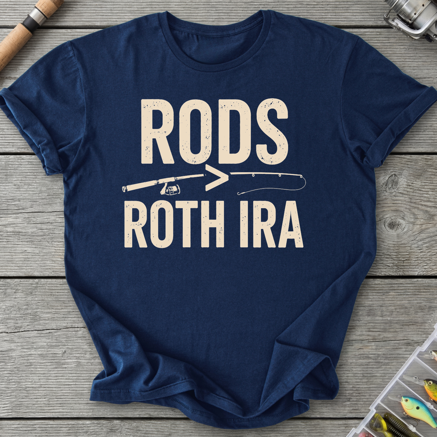 Rods More Than Roth IRA T-Shirt in Navy | River Giants Club