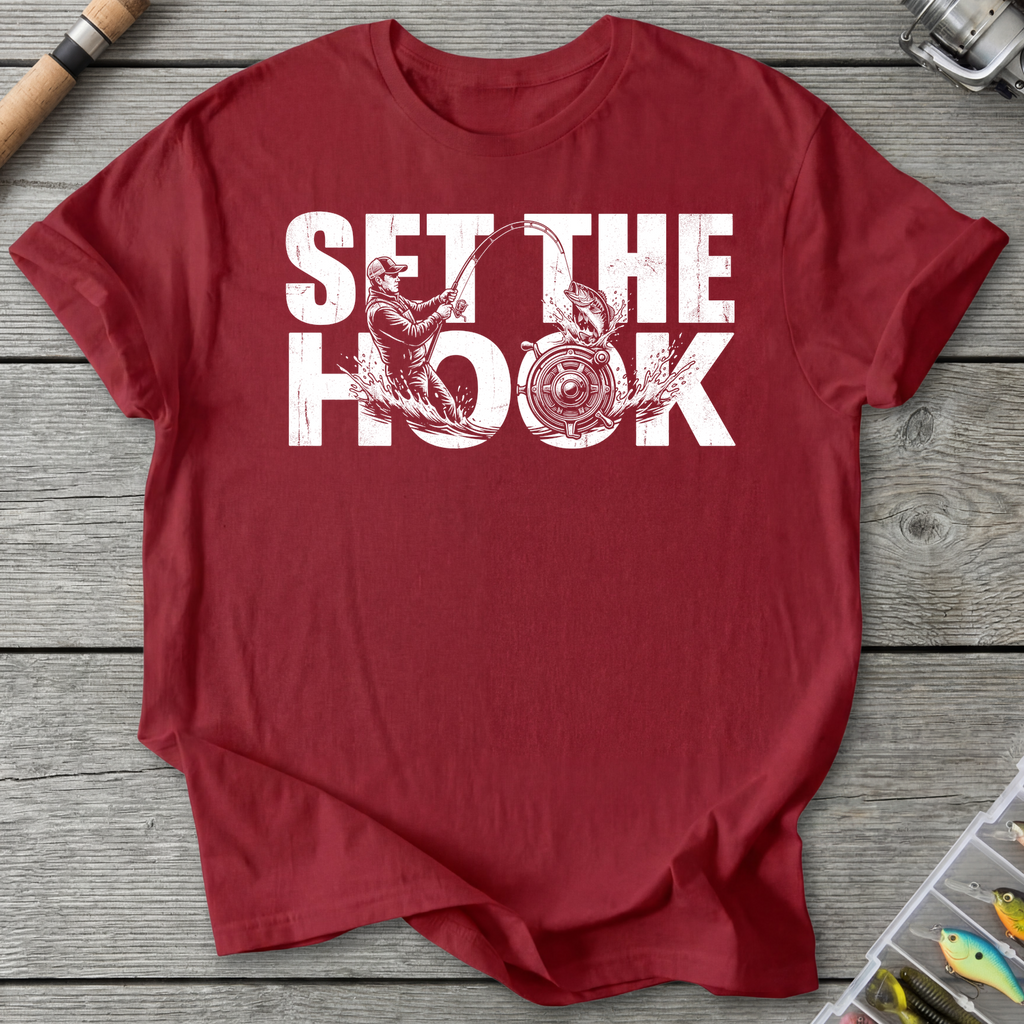 Set the Hook Fishing T-Shirt in Antique Cherry Red | River Giants Club