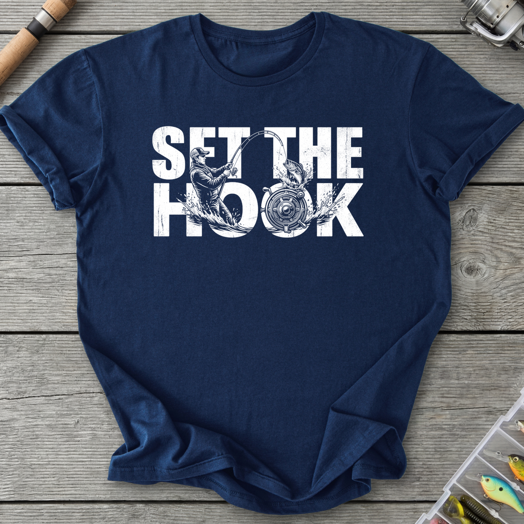 Set the Hook Fishing T-Shirt in Navy | River Giants Club