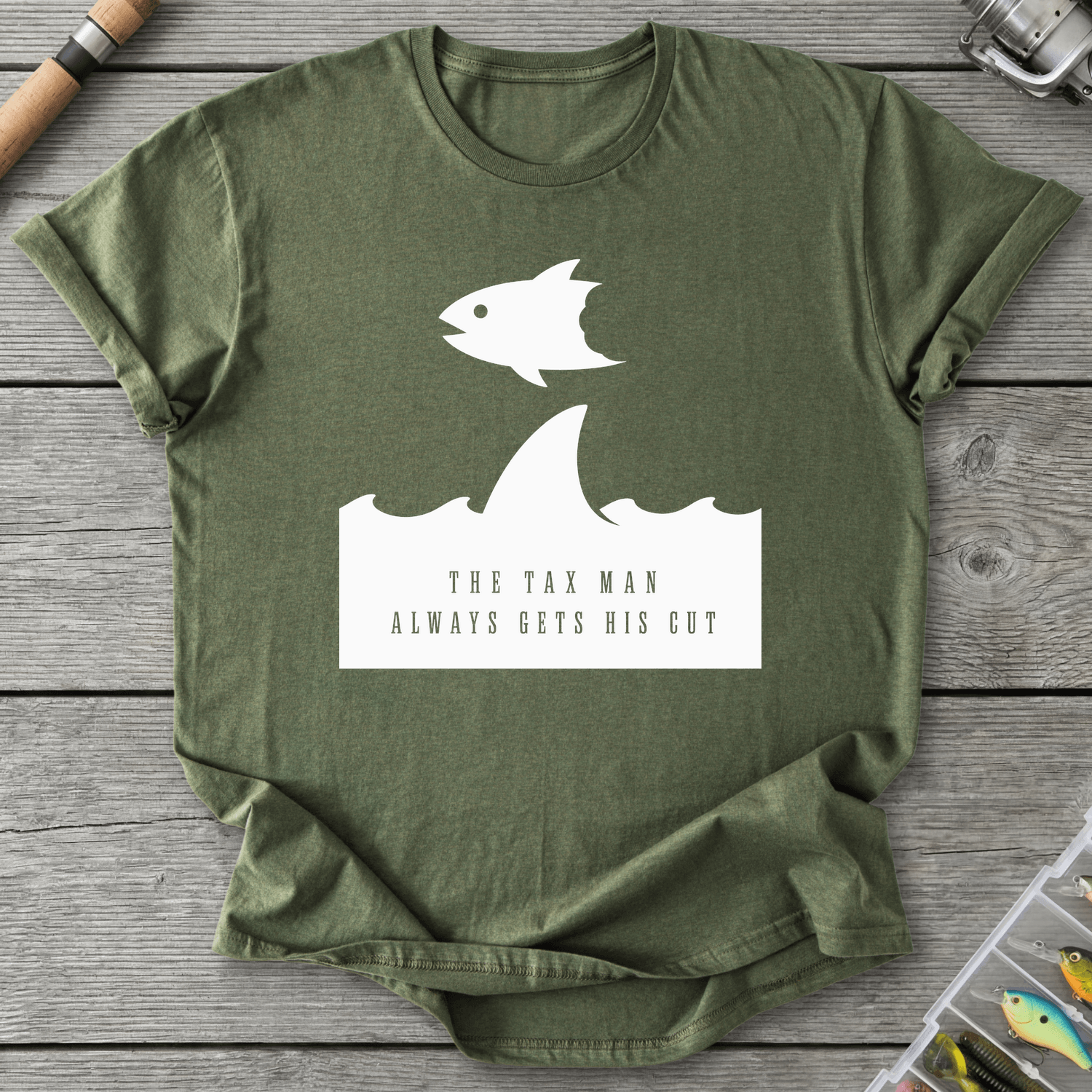 Shark Tax T-Shirt in Military Green | River Giants Club