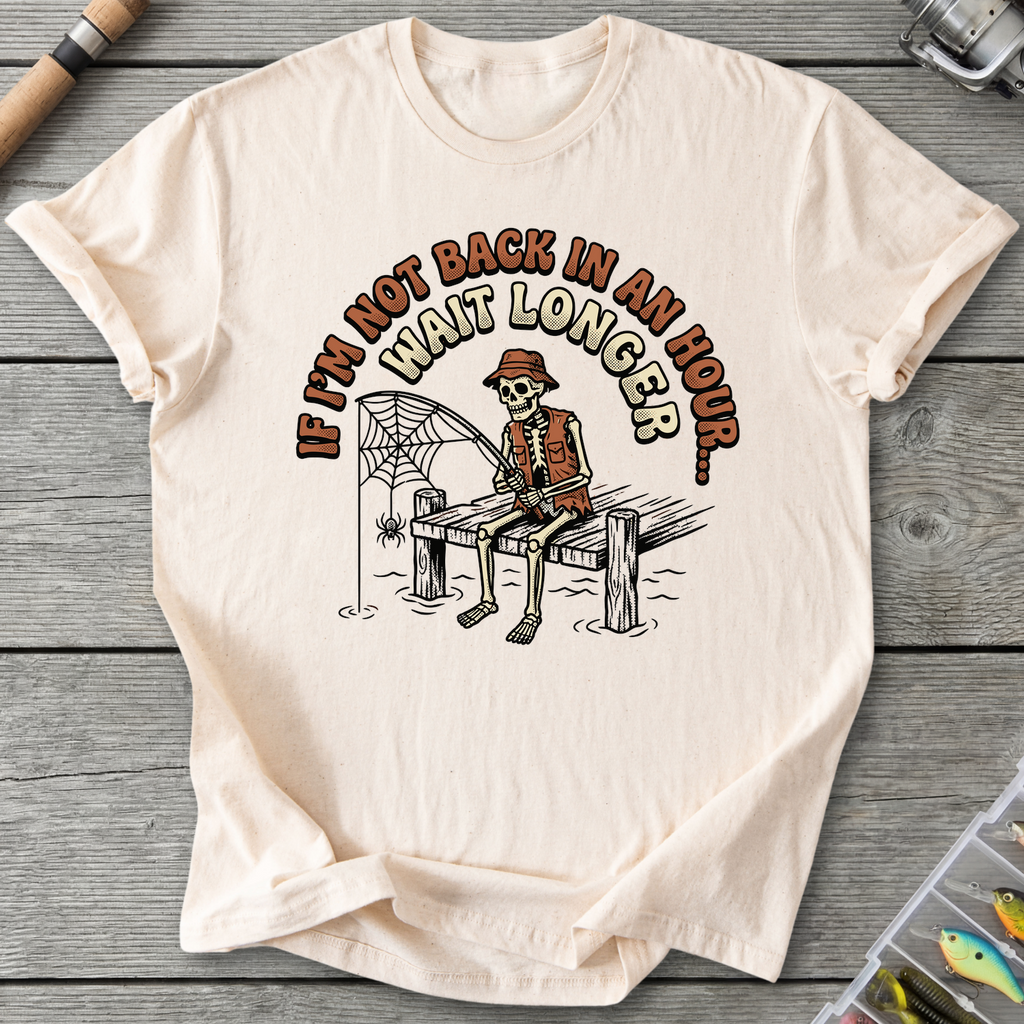Skeleton Cowboy Fishing Humor T-Shirt in Natural | River Giants Club