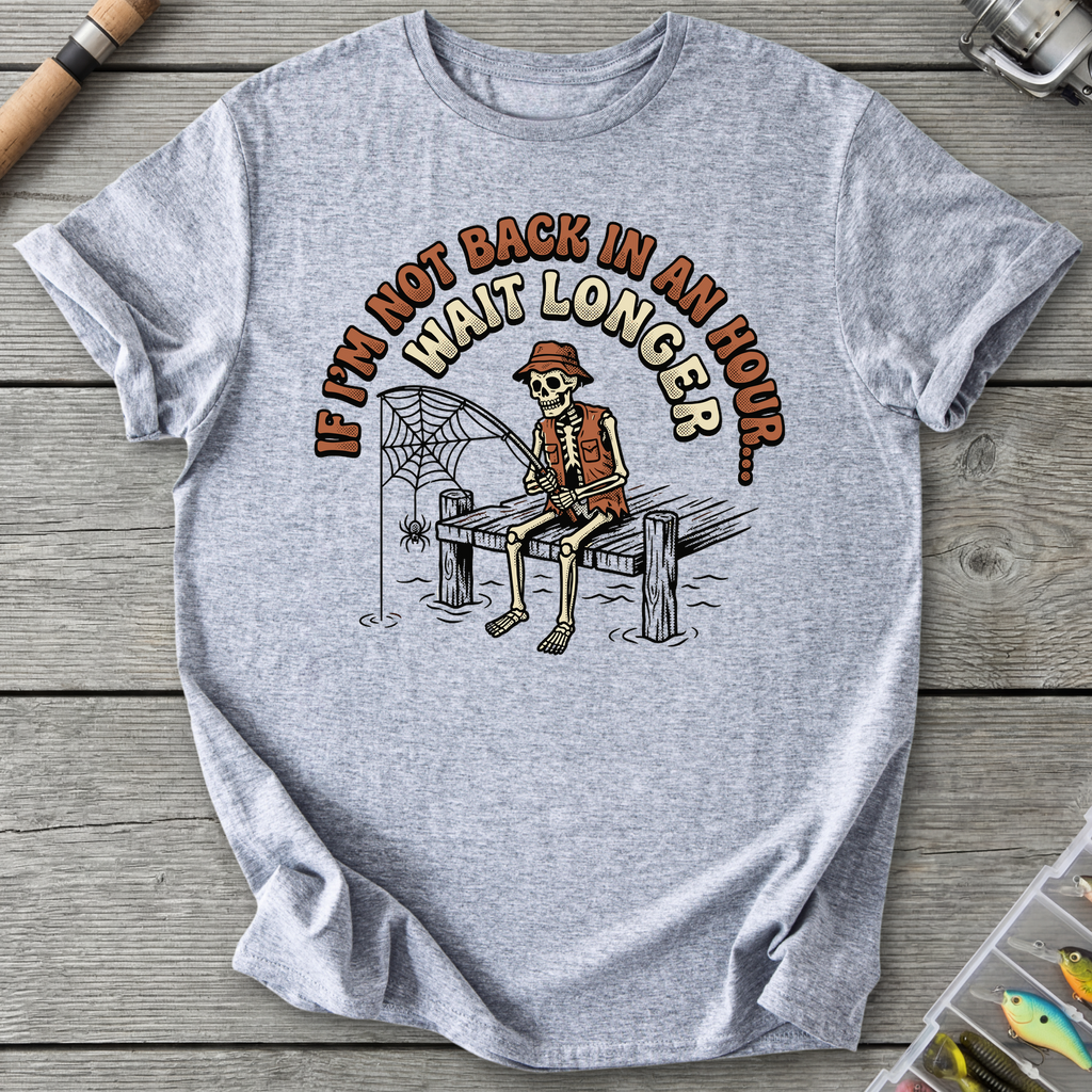 Skeleton Cowboy Fishing Humor T-Shirt in Sport Grey | River Giants Club