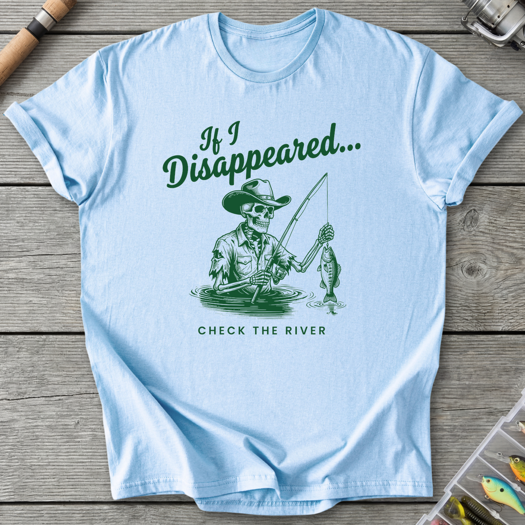 Skeleton Cowboy Fishing T-Shirt in Light Blue | River Giants Club