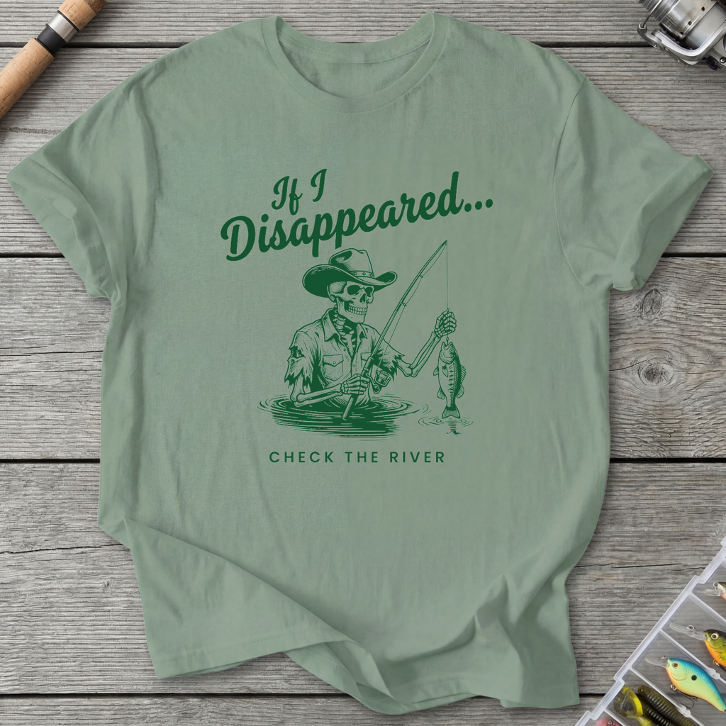 Skeleton Cowboy Fishing T-Shirt in Sage | River Giants Club