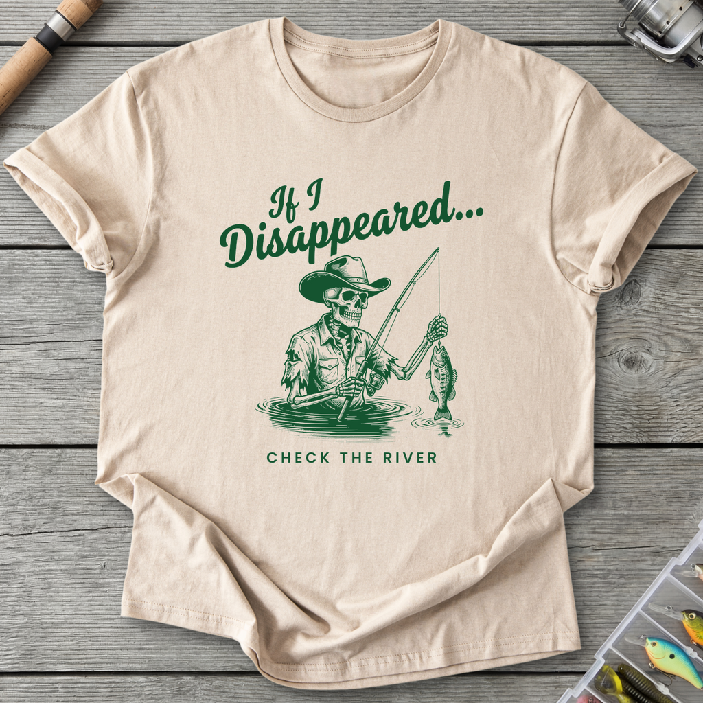 Skeleton Cowboy Fishing T-Shirt in Sand | River Giants Club