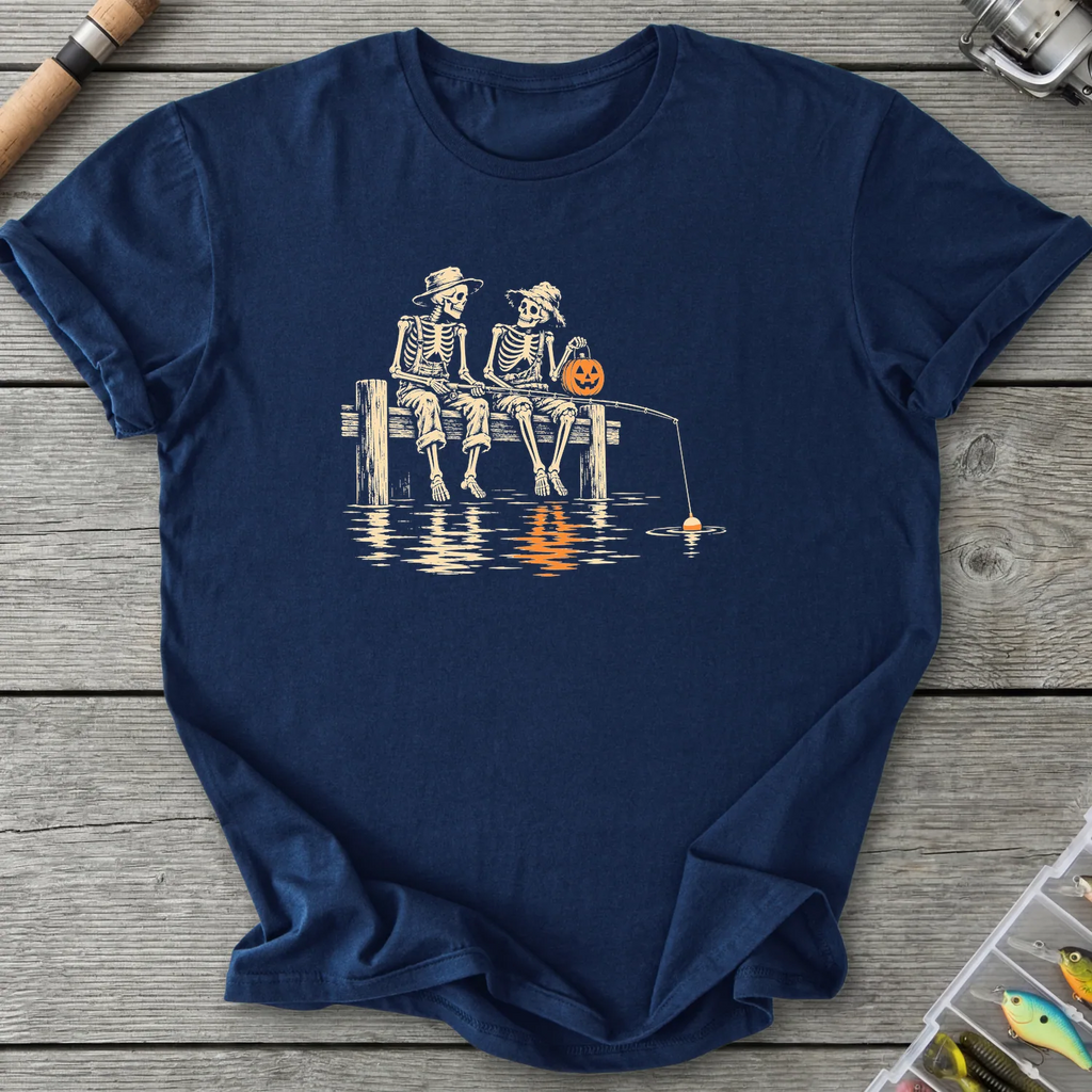 Skeleton Fishing Buddies T-Shirt in Navy | River Giants Club