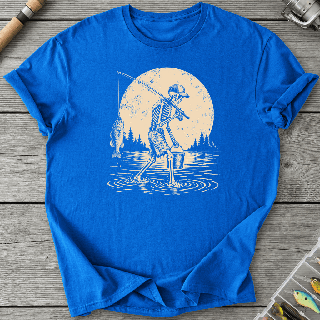 Skeleton Go Fishing T-Shirt in Royal | River Giants Club