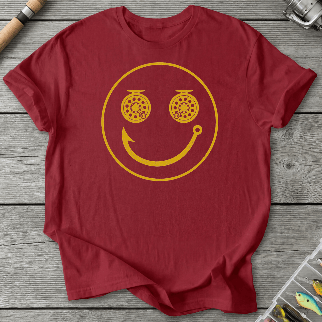 Smiley Fisherman T-Shirt in Antique Cherry Red | River Giants Club