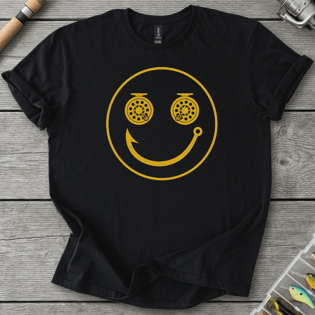 Smiley Fisherman T-Shirt in Black | River Giants Club