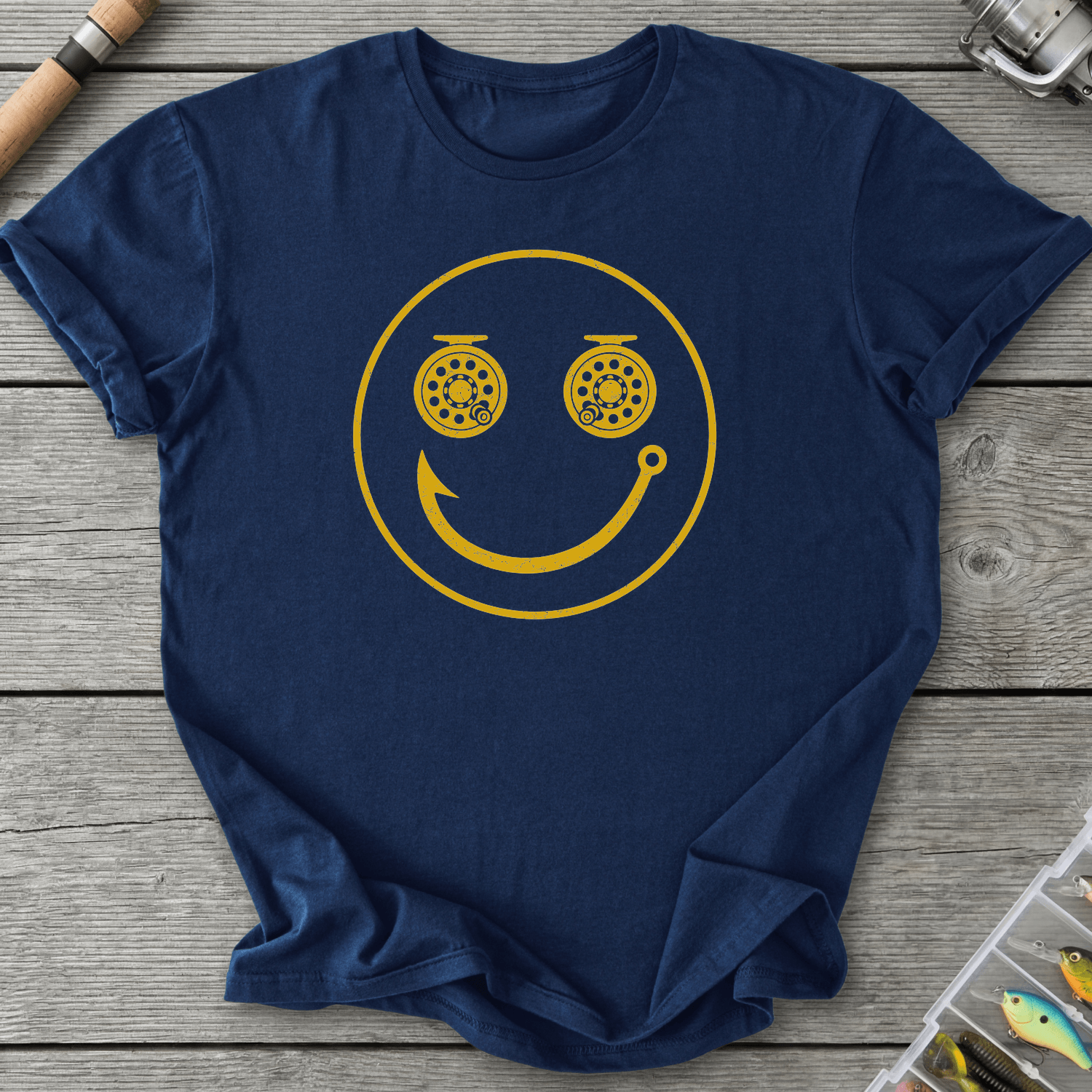 Smiley Fisherman T-Shirt in Navy | River Giants Club